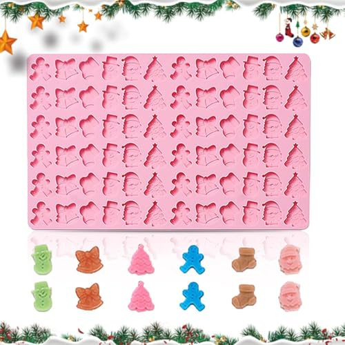 CUVZORA Weihnachts Schokoladenform Silikon, Lebkuchenmann Schneemann Weihnachtsmann Glockenform Pralinenform, Wiederverwendbar Weihnachten Silikonform, für Kuchen, Schokolade, Gelee