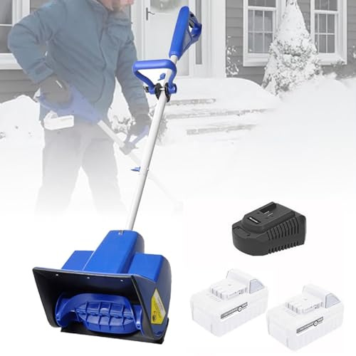 Spazzaneve elettrico senza fili con manico regolabile, distanza di lancio di 6 m per vialetto, patio, parco giochi, rimozione della neve in fattoria