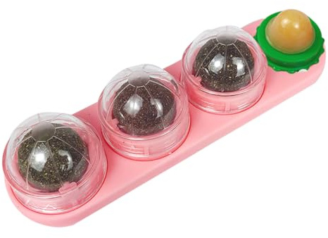 BAZEITFLOW Natürlicher Katzenminze Ball Katzenminze Kugel Katzenkauspielzeug für Wohnungskatzen zur Zahnreinigung und Entspannung Interaktives Katzenspielzeug für Kätzchen Rosa
