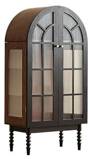 Buffetschrank Retro Figurenschrank, Massivholz Vitrine, Esszimmerschrank, Weinschrank Kommode