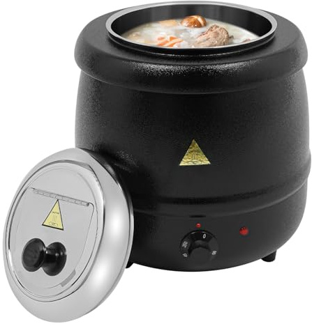 Gulaschkanone Warmhaltebehälter Elektrischer Suppentopf Speisenwärmer Suppenkessel Elektrisch Suppen Und Thekenkessel, Herausnehmbarer Einsatz Aus Edelstahl, 35-80°C, 10L / 13L (10 L)
