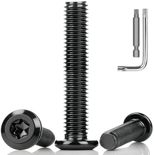 ddckj 10 Stück M8 Schrauben Schwarz Flachkopfschrauben M8x45 mm Edelstahl | Linsenkopfschrauben Vollgewinde Maschinenschrauben Rostschutz für Möbelbau Reparaturen Heimwerker mit Torx Schlüssel und Bit