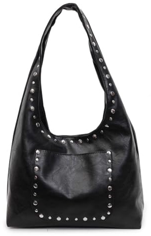 Cymwer Frauen PU Leder Retro Schulter Tasche Einfarbig Casual Tote Handtasche Große Kapazität Stilvolle Achselhöhle Tasche Reise Pendeln Handtasche