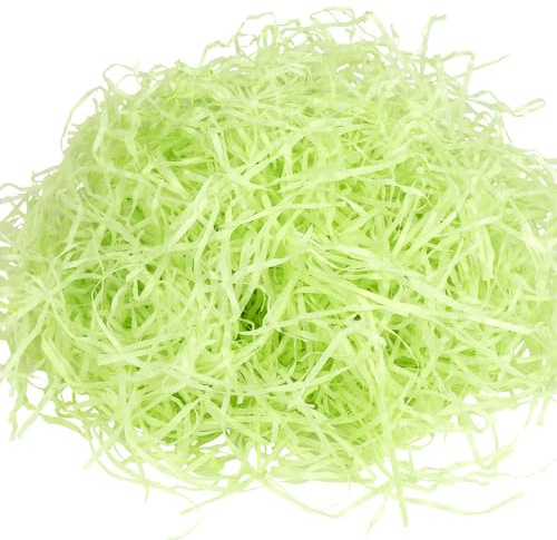 DERAYEE 100 g grünes Ostergras, geschreddertes Rafia-Papier, Füllmaterial für Osterkorb, Osterdekoration, Füllung, Geschenkbox