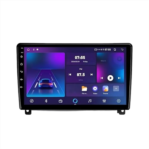 Tablette de Voiture Autoradio multimédia Android 2DIN avec GPS et Lecteur vidéo intégrés pour Peugeot 407 407CC SW (2004-2010) Compatible CarPlay(T1 1-16GB WiFi)