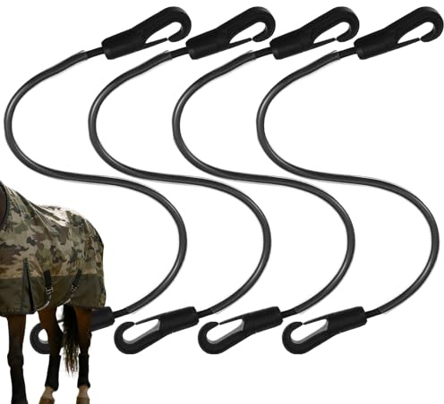 Generisch Pferdedecken Gurte Als Ersatz - 4-TLG. elastisch verstellbare Bänder | 54 cm Schweifriemen Ersatz mit Doppelhaken,Für Haustiere Training Winterdecke Stall Eimer Reitsport