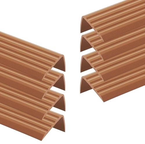 Lot de 8 Nez de marche en PVC autoadhésif antidérapant 41x25mm 80cm Ambre | Protection de bord de marche autocollante, profilé d'angle antidérapant d'escalier, bande de bordure, pose sans perçage