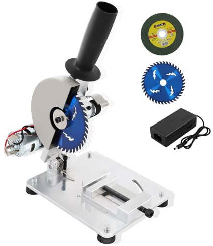 Chop Saw, 4 Inch Tabletop Mitre Saw, Adjustable Angle and Height, 2 Blades, 7 Speed Settings, 9000RPM, Portable Cut Off Machine for Metal and Wood