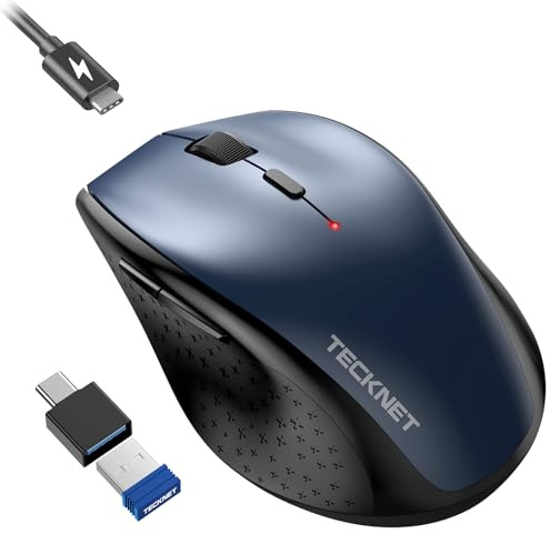 TECKNET PRO Wireless Mouse Jiggler, Rechargeable 6400 DPI Adjustable, Blue