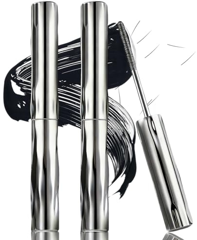 2pcs Iron Eye Mascara,3D Curling Eyelash Iron, Waschbare Metal Wand Mascara, 3D Metal, Wimperntusche Wasserfest, Natürlich Wasserdicht Schwarz