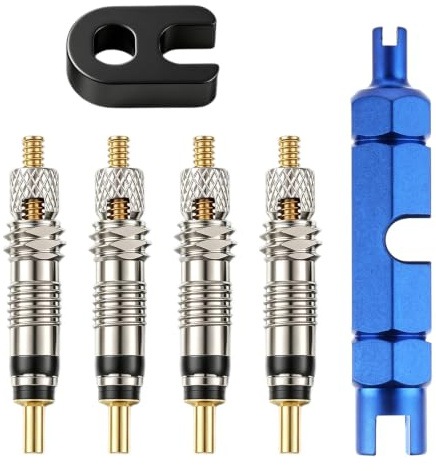 Presta Ventileinsatz Ersatz Set, Fahrradventil Adapter Set, Französisches Ventil, Ventiladapter für Fahrradventileinsatz, Ventileinsatzentfernungswerkzeug für Fahrräder und Mountainbikes