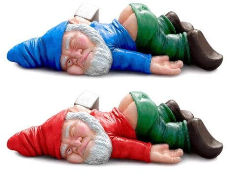 2Pack Garden Gnomes, Funny Drunk Statues Exposed Butt Resin | Resin, Outdoor Ornaments for Lawn Patio Yard Decor