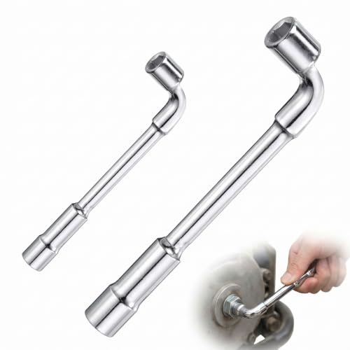 DNOMXB 2 Pcs Clé à Douille Double Coudée, clé à pipe 6 pans 7mm/10mm, clé a pipe, Clés à Pipe à Douille Hexagonales Coudées en L, Clé Doubles Douilles Hexagonales à 6 Pans pour Réparation de Voitures