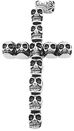 Autiga Anhänger Kreuz Totenkopf Edelstahl Halskette Massiv Lederkette Gothic Kugelkette Herren Damen