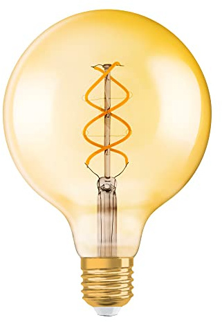 OSRAM Vintage Edition 1906 Ampoule LED à Filament Spirale | Culot E27 | Forme Globe 125mm Or Ambrée | Dimmable | Blanc Chaud 2000K | 4W
