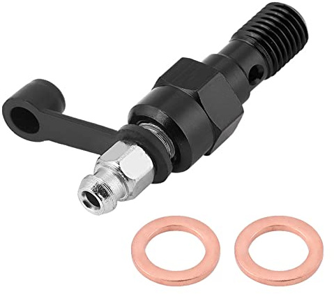 Motorrad Hohlschraube M10x1,25mm Motorradbremszylinder Bremssattel Entlüftungsschraube Nippel Hohlschraube Staubkappe Silber(Schwarz)