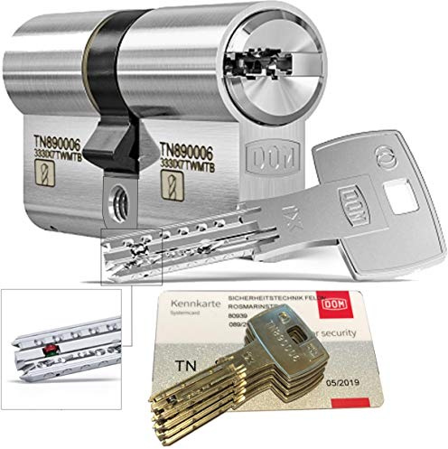 DOM iX Twido 333iX7TWMTB Modular-Doppelzylinder mit 4 Schlüssel, Länge (a/b) 40/50mm (c= 90mm), mit Sicherungskarte, mit Not- u. Gefahrenfunktion und erhöhtem Bohrschutz