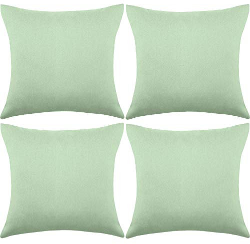 Boao Confezione da 4 federe decorative impermeabili per esterni, quadrate, per patio, balcone, giardino, rivestimento in PU, per divano, letto, patio, divano, tenda, 45 x 45 cm (verde chiaro)