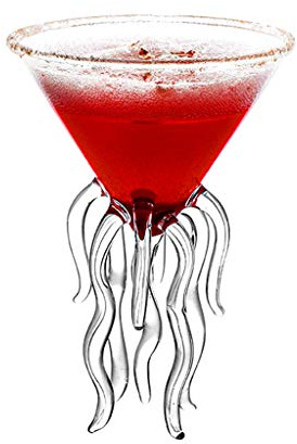 SHOTAY BENGKUI Glass,Octopus Cocktail Glass Transparent Jellyfish Glass Cup Juice Glass Goblet Conical Wine Champagne Glass