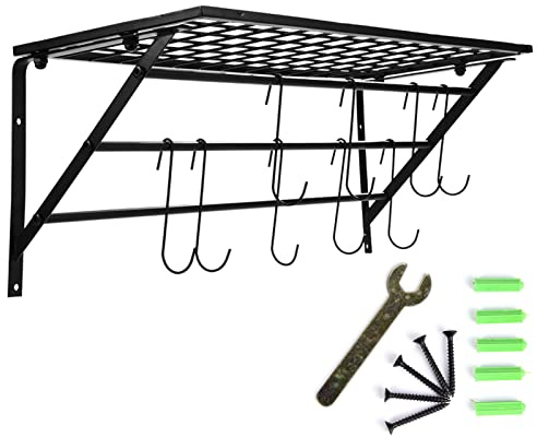 Cocoarm Porte-Casseroles Industrielle Murale en Acier Inoxydable avec 10 Crochets, Étagère Organisateur de Suspension pour Ustensiles de Cuisine