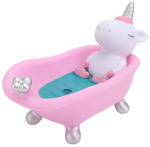 Amosfun Einhorn Seifenschale Kunststoff 6.7X3.5X4.7 Zoll Seifenhalter Für Badezimmer Kinder Seifenteller Lustige Seifenhalterung Rosa Badaccessoires