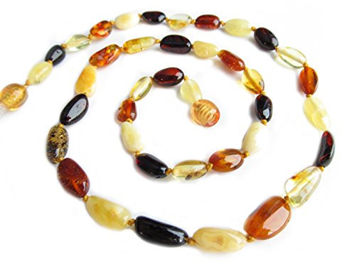 ilikeamber.com Baltische Bernsteinkette Damen – 100% Baltischer Bernstein - Bernsteinschmuck - Bernstein Perlen echt - Halskette Damen (45 CM)