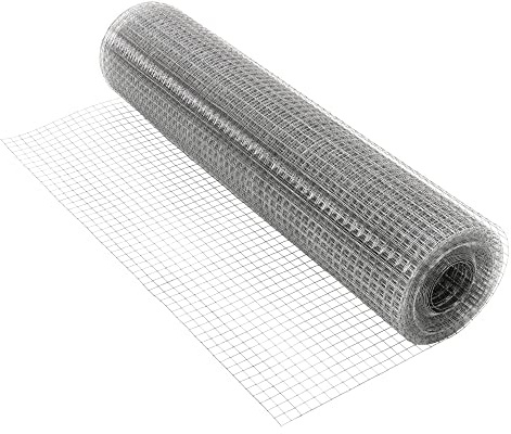 ECD Germany Malla de Alambre para Pajarera 25x25mm, 100cmx25m, 0,9mm de Espesor Valla de Acero Galvanizado Plata de Red Flexible Barrera Resistente a la Interperie Rejilla para Animales Domésticos