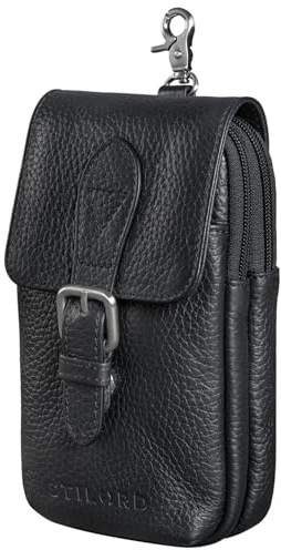 STILORD Harper Marsupio Porta Cellulare Cintura in Pelle Vintage Piccolo Borsello da Cintura Porta Telefono per Uomo Donna ideala per Running Viaggio in Cuoio Vera Colore:nero