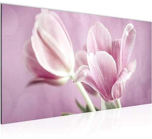 Runa Art Cuadro Decorativo Flores tulipanes 1 Parte Moderno Cuadro Lienzo no Tejido para Sala flor Violeta rosa 037312a