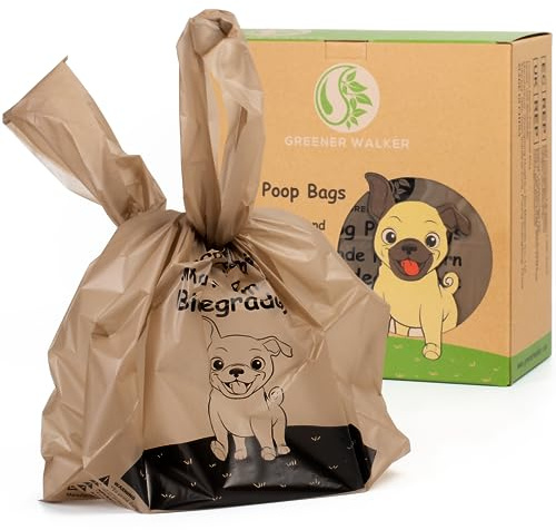 Dog Poo Bags with Tie Handles, Extra Thick Strong Leakproof Biodegradable | 600 Count, Pet Waste Bags, Ideal for Cat Litter and Baby Diapers, Cornstarch blend, Extra Wide, Not see-through, Odor Control