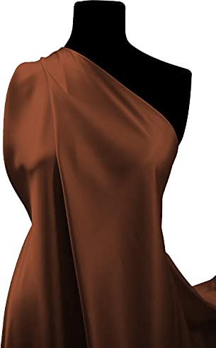 Coffee Brown Plain Budget Satin Silky Fabric Lightweight Dress Material - Dress Fabric, Bridal Use, Costumes, Crafting, Draping, Decoration & Swagging l 60 - 150cm Wide | Sold by The Metre