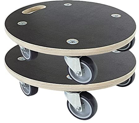 38,1 cm (15 Zoll) runde Holzplattform, 250 kg Tragkraft, robuste Holzmöbel-Rollen, multifunktionaler Transportwagen mit 5,1 cm großen Rädern
