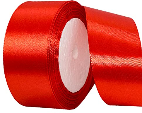 POPOYU Rotes Satinband, 40 mm, 22 m, rotes Haarband, Kuchenschleifen, Weihnachts-Polyester-Bänder, Stoff, Geschenk-Satinbänder für Geschenkverpackungen, Korbkuchenhandwerk, Hochzeitsauto, Union Jack