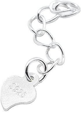 Perlin 925er Sterling Silber Silberkette Chain Extension mit Herzanhänger Charm für Halskette Fußkettchen Armband Gliederkette Kabel Kette Link