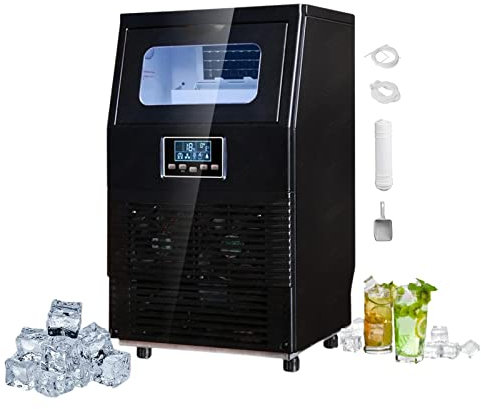 PanHuiWen Máquina para Hacer Hielo Comercial MáQuina De Hacer Hielo Barata 40KG en 24 H Maquina Hielo Profesional 2 Tamaños de Cubitos para El Hogar, Fiesta, Barra, Casa