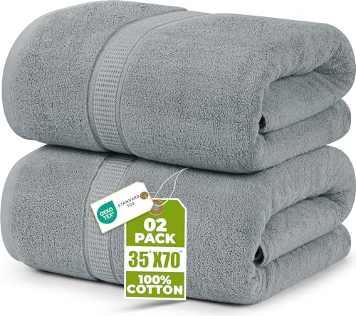 Utopia Towels - Förpackning Med 2 Lyxiga Jumbohanddukar (90 x 180 CM) - 100% Ringspunnen Bomull, Högabsorberande, Mjuk Och Snabbtorkande (Kallgrå)