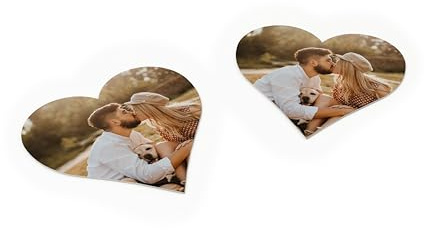 Bierdeckel personalisiert zur Hochzeit aus Pappe (250 Stück) mit Foto in Herzform I Witziges Geschenk mit Gesicht für Gläser mit Bild und Text Bedrucken Lassen