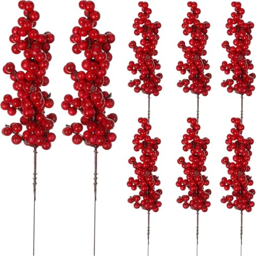 COHEALI Décoration De Noël Baies Rouges Artificielles 20 Pouces Rameaux De Fruits Rouges pour Guirlande Bricolage Accessoires Décoratifs Fête De Noël
