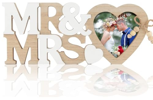 SWTYExt Mr & Mrs Deko Hochzeit Fotorahmen, Gastgeschenke Hochzeit Brautpaar | Hochzeit Tischdeko Vintage, Holz Buchstaben Deko für Zeremonie, Hochzeitstag, Party, Haus, Foto Requisiten