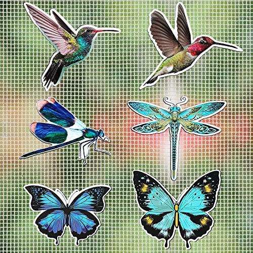 MWOOT 12 Pezzi Screen Door Decals,Magneti a Colibrì Farfalle Libellule per Porte a Schermo,Doppia Faccia Schermo Protezione Magnetica è Adatto a Proteggere Bambini e Animali Domestici(6 Stili)