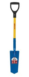 Kenyon 49669 Drain Spade Shovel, 14 Gauge Sharpshooter, 14 / Forward Turned Step with Closed Back, PermaGrip™ with Fiberglass Insert & Hardwood Plug, 28 Professional Grade Fiberglass, Poly D Grip