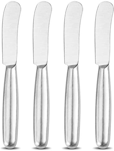 VANRA 4-tlg. Buttermesser-Set Edelstahl-Besteck-Sets Käsemesser-Set Käse-Frühstücksmesser mit glatten Kanten,Silber