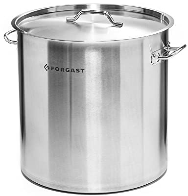 Forgast Olla alta con tapa de Acero Inoxidable | Capacidad 25 litros | Diámetro ⌀ 32 cm | La olla se puede utilizar en todo tipo de cocinas: eléctrica, gas e inducción | Aptas para el lavavajillas