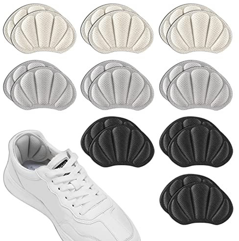 9 Paia Proteggi Tallone,Protezioni per Talloni Scarpe. Salva Tallone per Scarpe.Talloni Autoadesive per Sneaker Troppo Grandi Schiena.Sollievo Dolore,Donne Uomini Cura dei Piedi (Nero/Beige/Grigio)