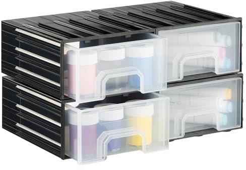 Navaris Organizador Herramientas y Tornillos con 4 cajones - Caja clasificadora de plástico - Sistema de organización de tornillos - Caja para accesorios de taller - Negra