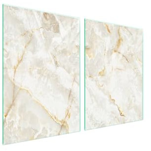 TMK ArtDeko Plaque de protection universelle pour plaque de cuisson 2 x 45 x 52 cm 2 pieces Protection contre les éclaboussures Planche a découper en verre trempé Décoration, Marbre