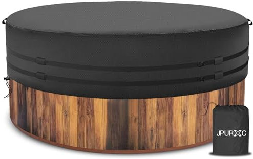Runde Whirlpool-Abdeckung, Schwerlast Reißfest 600D Oxford Hot Tub Cover für Garten, Winterfest UV-Beständig (Φ190*30cm H, Schwarz)