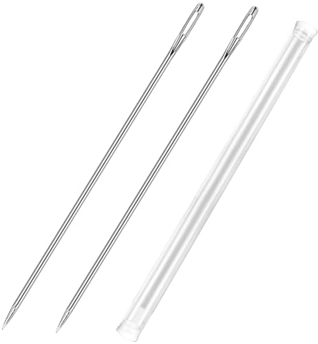 Chistepper 2 Stück 30,5 cm Polsternadeln, extra lange Nähnadeln, großes Öhr, Edelstahl, Polsternadeln für Zuhause, Handwerk, Nähprojekte (30,5 cm)