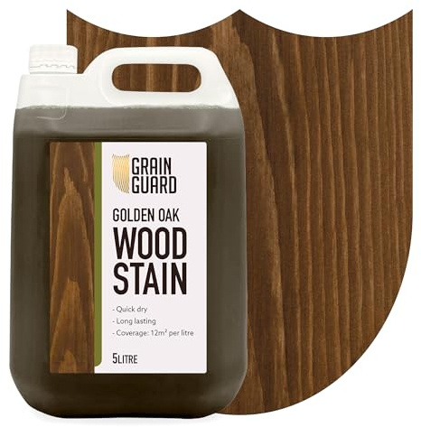 GRAIN GUARD Holzbeize | Goldenes Eichenholz | 5 Liter | Wasserbasiert & Geruchsarm | Umweltfreundlich und Nicht Toxisch | Holzbeize für Innenmöbel | Einfache Anwendung | Schnelltrocknend