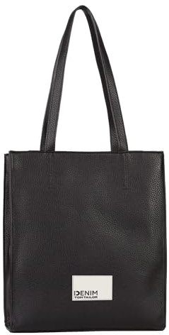 TOM TAILOR Denim Nio Damen Shopper Umhängetasche Reißverschluss Mittelgroß Schwarz